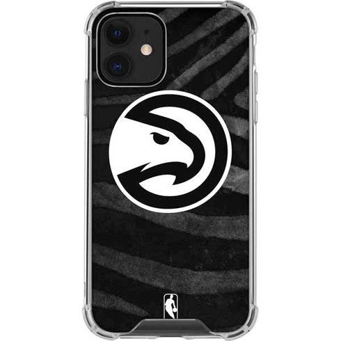 NBA Atlanta Hawks Black Animal Print iPhone 12 Clear Case