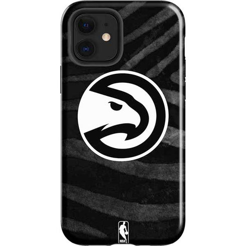 NBA Atlanta Hawks Black Animal Print iPhone 12 Impact Case