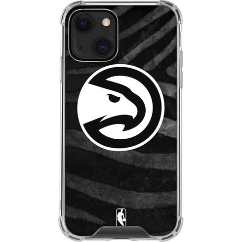 NBA Atlanta Hawks Black Animal Print iPhone 14 Clear Case