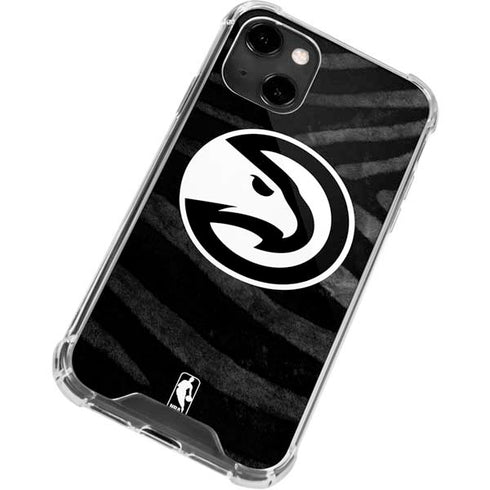 NBA Atlanta Hawks Black Animal Print iPhone 14 Clear Case