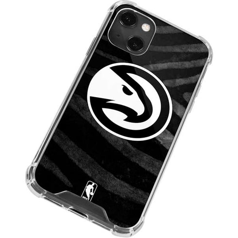 NBA Atlanta Hawks Black Animal Print iPhone 15 Plus Clear Case