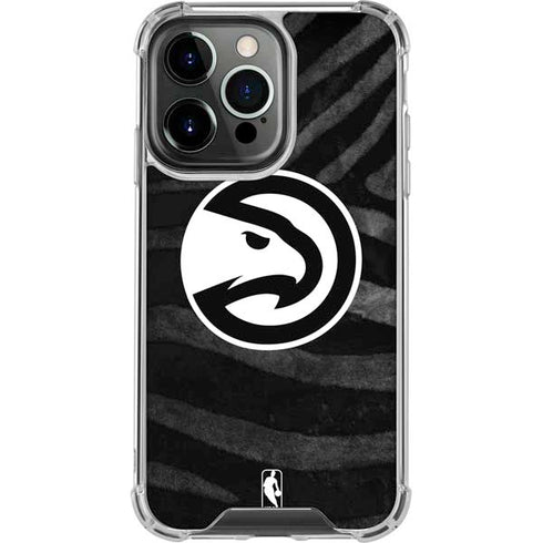 NBA Atlanta Hawks Black Animal Print iPhone 15 Pro Clear Case