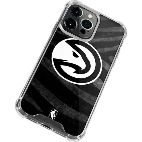 NBA Atlanta Hawks Black Animal Print iPhone 14 Pro Clear Case