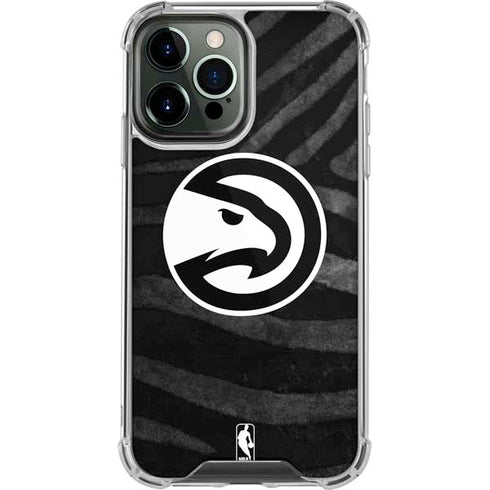 NBA Atlanta Hawks Black Animal Print iPhone 14 Pro Max Clear Case