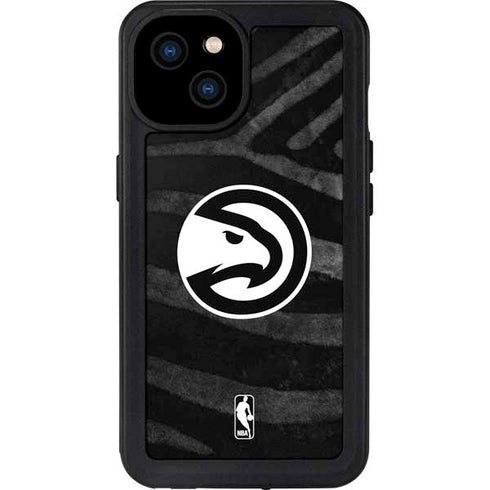 NBA Atlanta Hawks Black Animal Print iPhone 15 Plus Waterproof Case