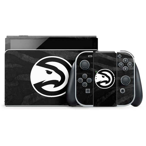 NBA Atlanta Hawks Black Animal Print Nintendo Switch OLED (2021) Skin