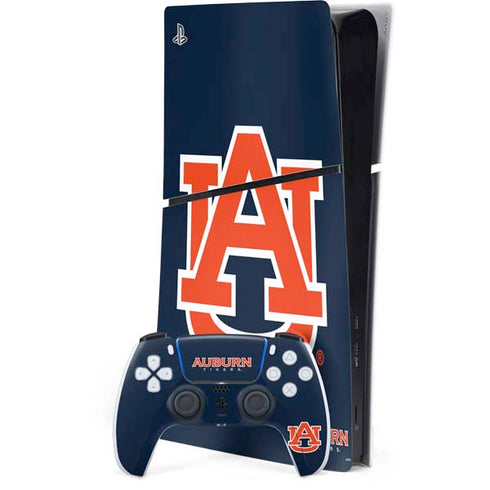 Auburn University Logo Blue PS5 Slim Digital Edition Bundle Skin