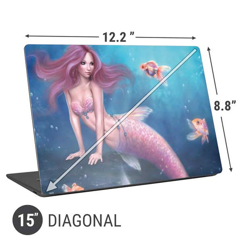 Rachel Anderson Aurelia Mermaid with Fish Universal Laptop 15in (12.2 x 8.8in) Skin
