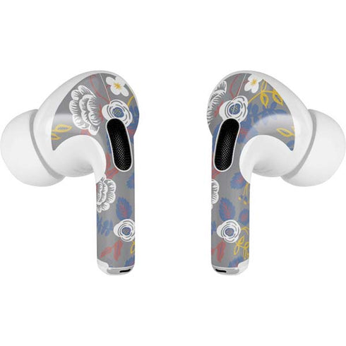 Autumn Grey Floral Apple AirPods Pro Skin