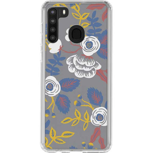Autumn Grey Floral Galaxy A21 Clear Case