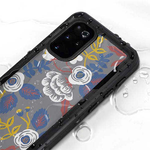 Autumn Grey Floral Galaxy S20 Plus Waterproof Case