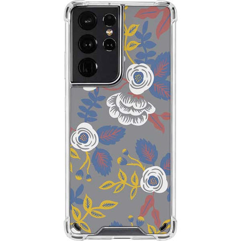 Autumn Grey Floral Galaxy S21 Ultra 5G Clear Case