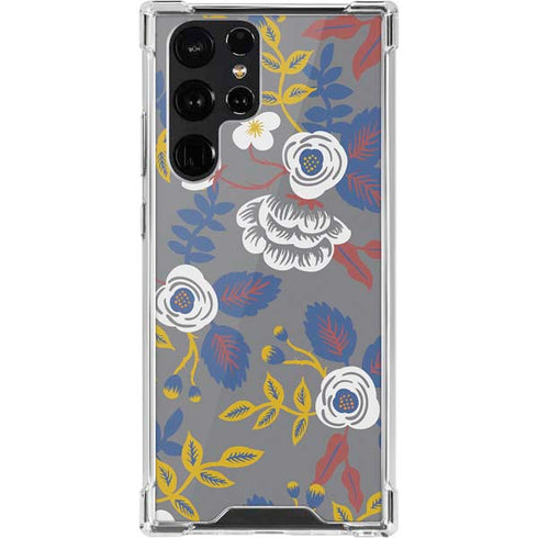 Autumn Grey Floral Galaxy S22 Ultra Clear Case