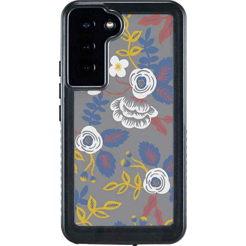 Autumn Grey Floral Galaxy S23 Plus Waterproof Case