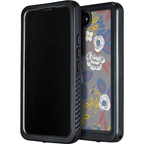 Autumn Grey Floral Galaxy S23 Plus Waterproof Case
