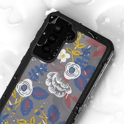 Autumn Grey Floral Galaxy S23 Plus Waterproof Case