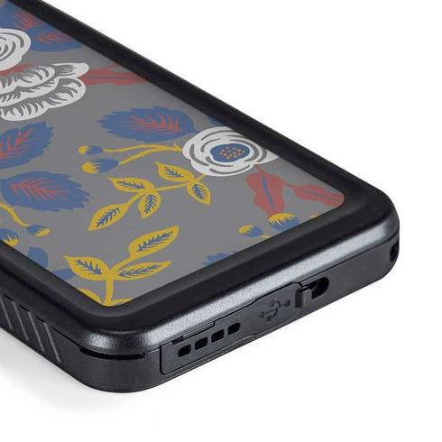 Autumn Grey Floral Galaxy S23 Waterproof Case