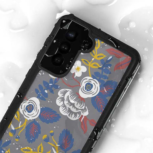 Autumn Grey Floral Galaxy S23 Waterproof Case
