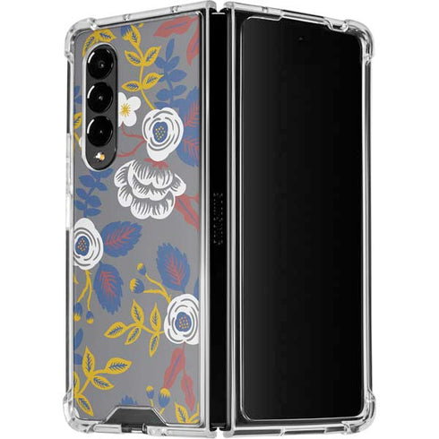 Autumn Grey Floral Galaxy Z Fold4 5G Clear Case