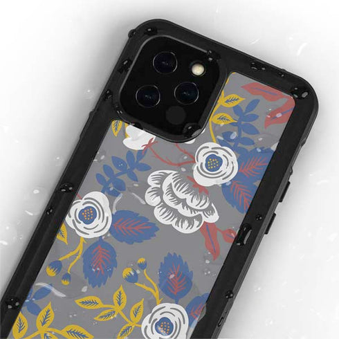Autumn Grey Floral iPhone 12 Pro Waterproof Case