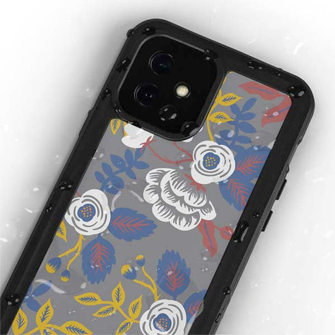 Autumn Grey Floral iPhone 12 Waterproof Case