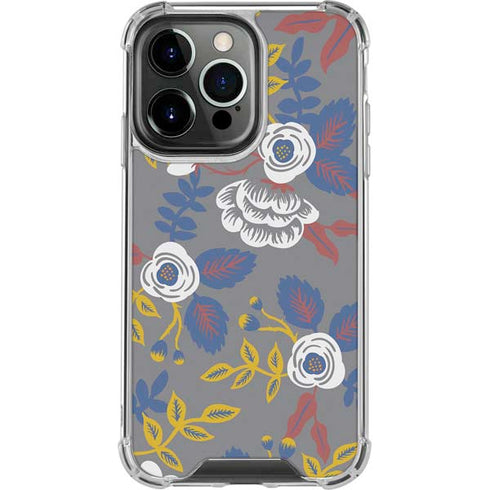 Autumn Grey Floral iPhone 15 Pro Clear Case