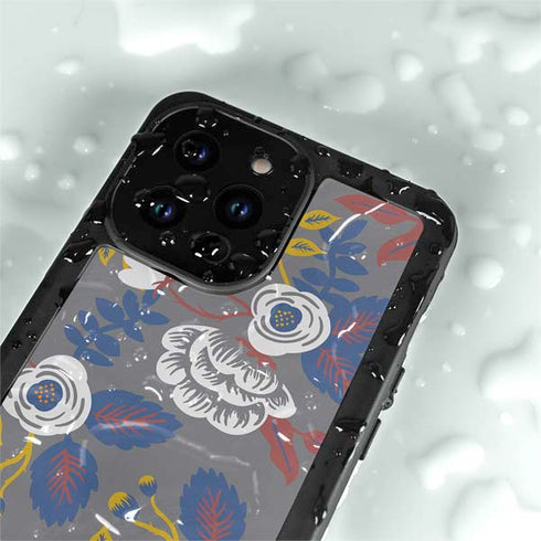 Autumn Grey Floral iPhone 14 Pro Max Waterproof Case