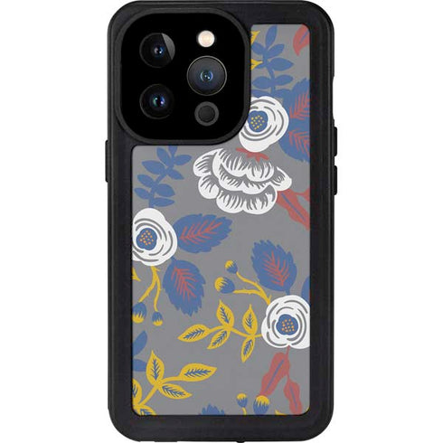 Autumn Grey Floral iPhone 14 Pro Waterproof Case