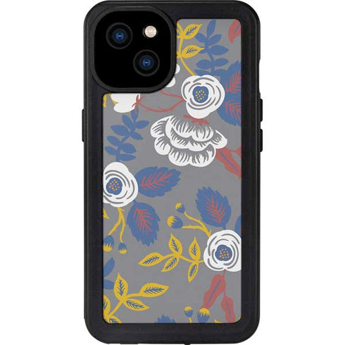 Autumn Grey Floral iPhone 15 Plus Waterproof Case