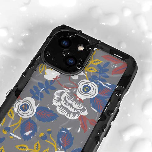 Autumn Grey Floral iPhone 15 Plus Waterproof Case