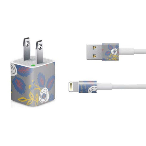 Autumn Grey Floral iPhone Charger (5W USB) Skin