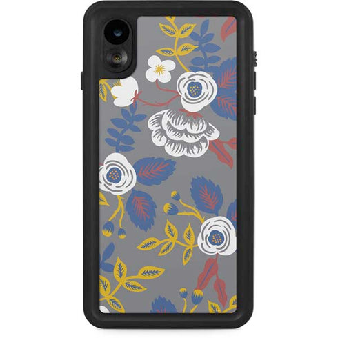Autumn Grey Floral iPhone XR Waterproof Case