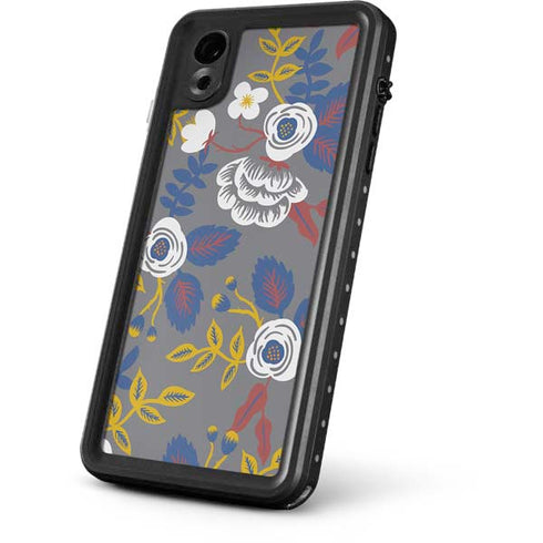 Autumn Grey Floral iPhone XR Waterproof Case