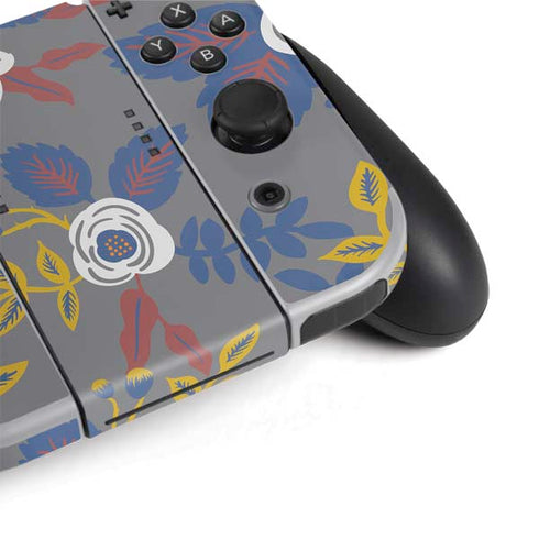 Autumn Grey Floral Nintendo Switch OLED (2021) Skin