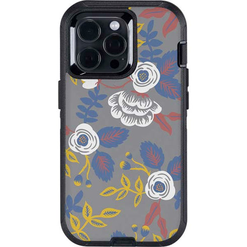 Autumn Grey Floral Otterbox Defender iPhone Skin
