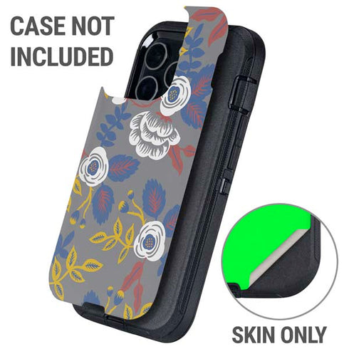 Autumn Grey Floral Otterbox Defender iPhone Skin
