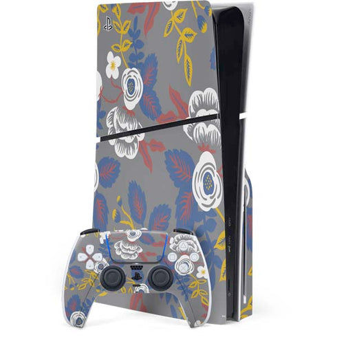 Autumn Grey Floral PS5 Slim Disk Bundle Skin