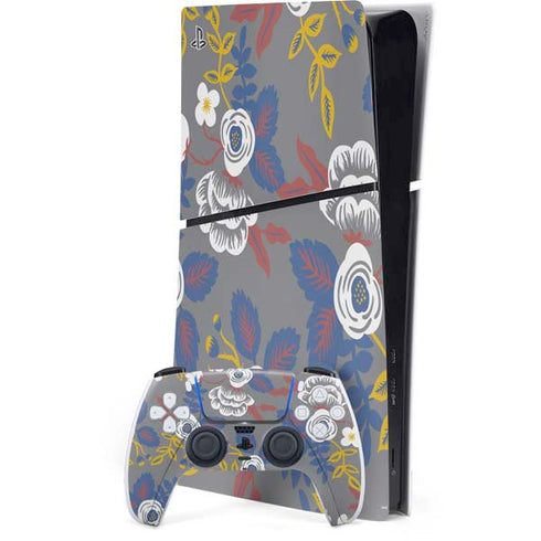 Autumn Grey Floral PS5 Slim Digital Edition Bundle Skin