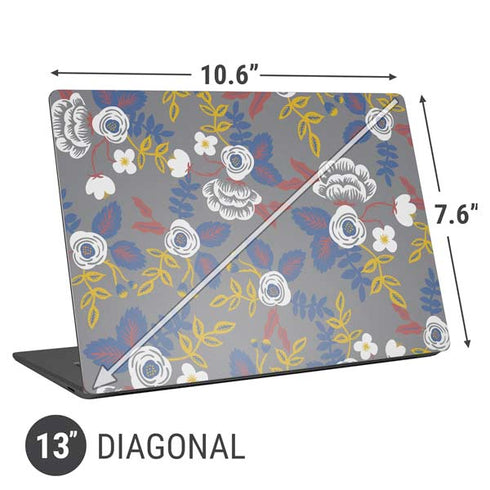 Autumn Grey Floral Universal Laptop 13in (10.6 x 7.6in) Skin