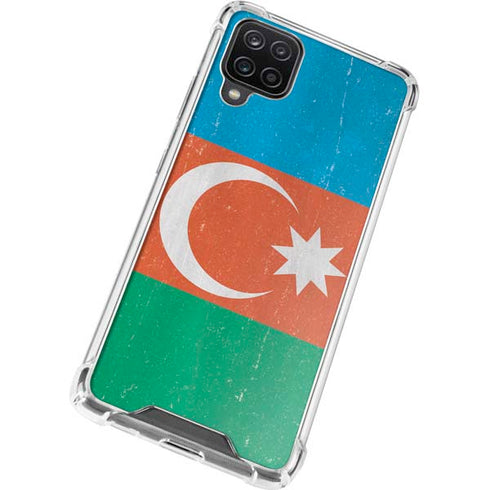 Azerbaijan Flag Distressed Galaxy A12 Clear Case