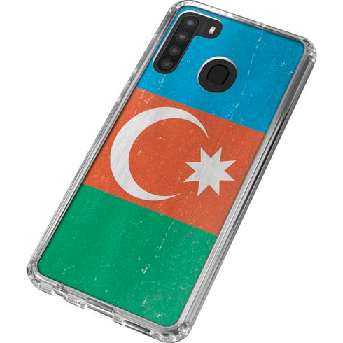 Azerbaijan Flag Distressed Galaxy A21 Clear Case