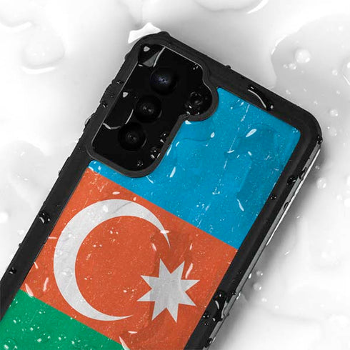Azerbaijan Flag Distressed Galaxy S23 Plus Waterproof Case