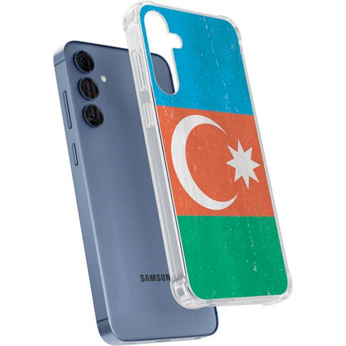 Azerbaijan Flag Distressed Galaxy S24 Clear Case