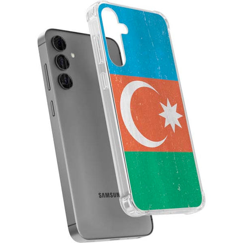 Azerbaijan Flag Distressed Galaxy S24 Plus Clear Case