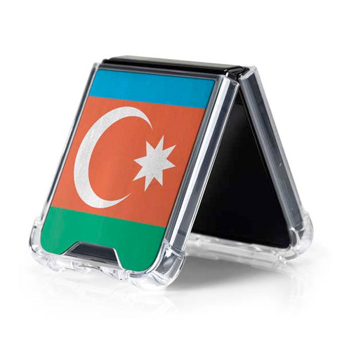Azerbaijan Flag Distressed Galaxy Z Flip5 5G Clear Case