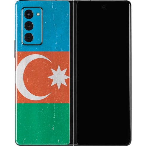 Azerbaijan Flag Distressed Galaxy Z Fold2 5G Skin
