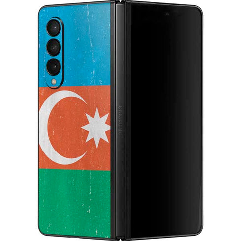 Azerbaijan Flag Distressed Galaxy Z Fold3 5G Skin