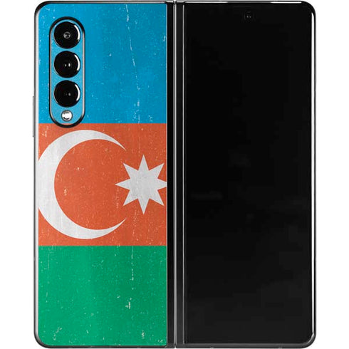 Azerbaijan Flag Distressed Galaxy Z Fold3 5G Skin