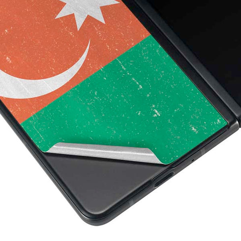 Azerbaijan Flag Distressed Galaxy Z Fold3 5G Skin