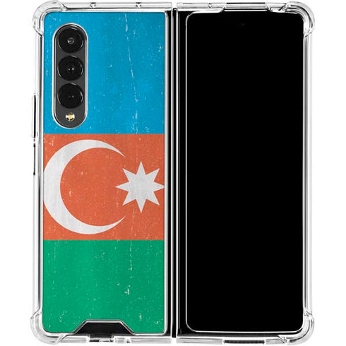 Azerbaijan Flag Distressed Galaxy Z Fold4 5G Clear Case